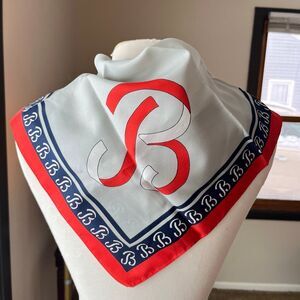 Monogrammed “B” Square Scarf Red Navy Biltmore-Style 20”